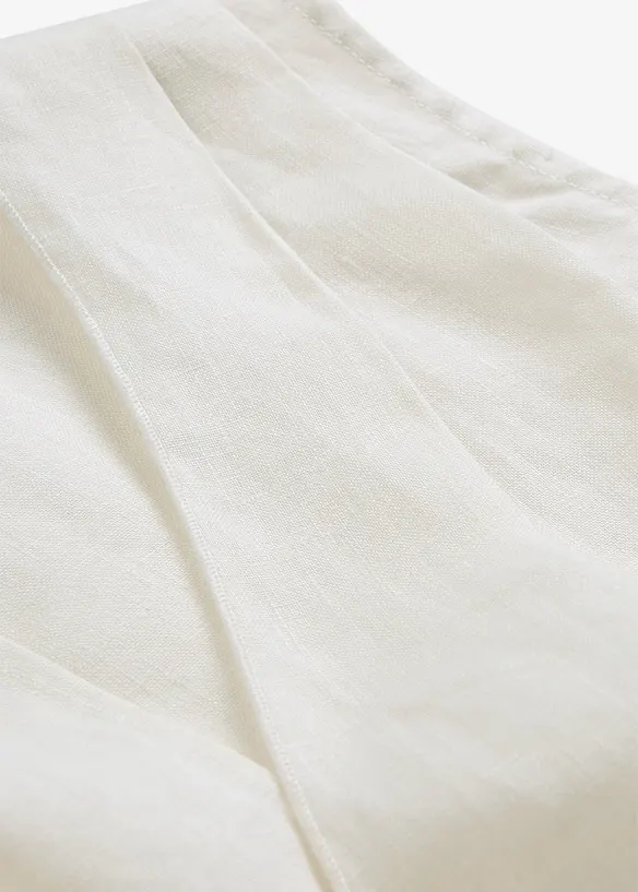 Blusetopp i 100% lin og omslagslook, bonprix