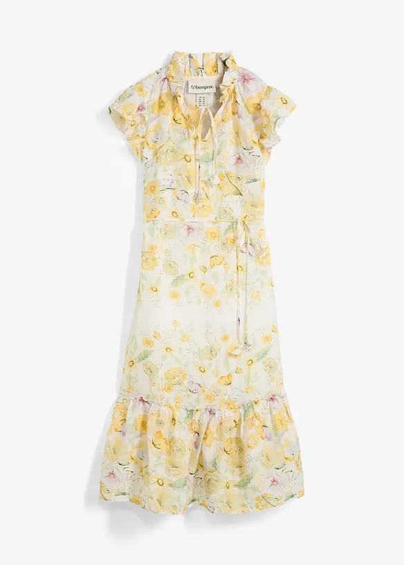 Maxikjole i rami med blomsterprint, bonprix