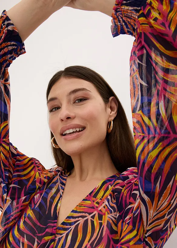 Chiffonbluse med trykt mønster, bonprix
