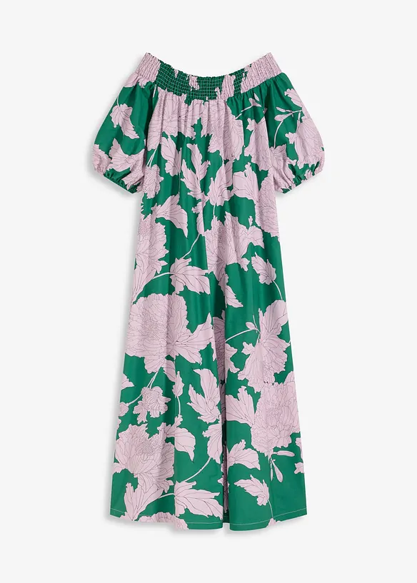 Off shoulder-kjole i 100% bomull med trykt mønster, bonprix