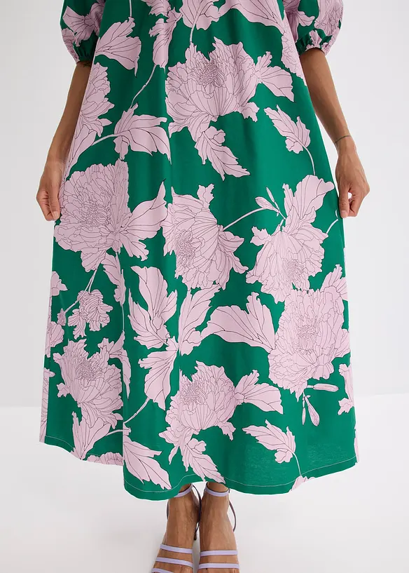 Off shoulder-kjole i 100% bomull med trykt mønster, bonprix
