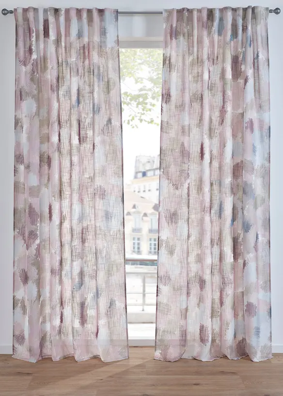 Gardin av resirkulert polyester med print (1-pack), bonprix