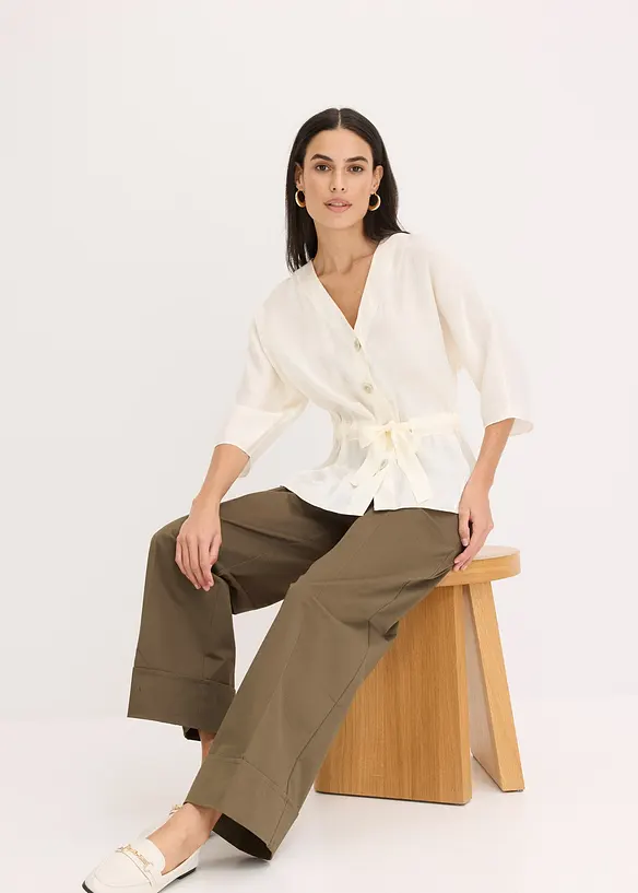 Bluse med knytebelte, bonprix