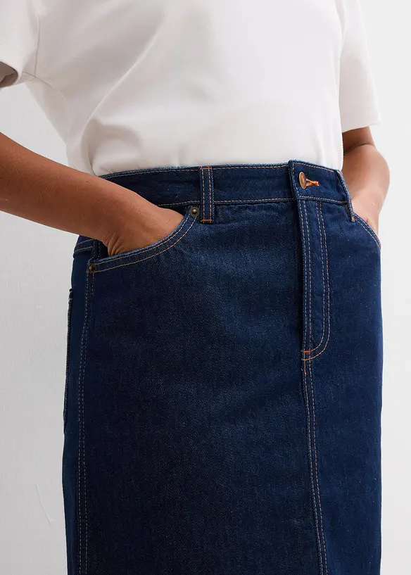 Denimskjørt Mid Waist, Low Stretch, bonprix