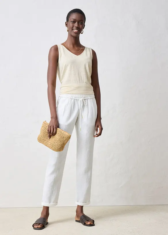 Pull on-bukse i 100% lin, bonprix