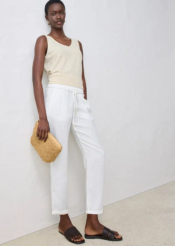 Pull on-bukse i 100% lin, bonprix