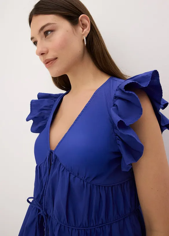 Bluse i 100% bomull med knytebånd, bonprix