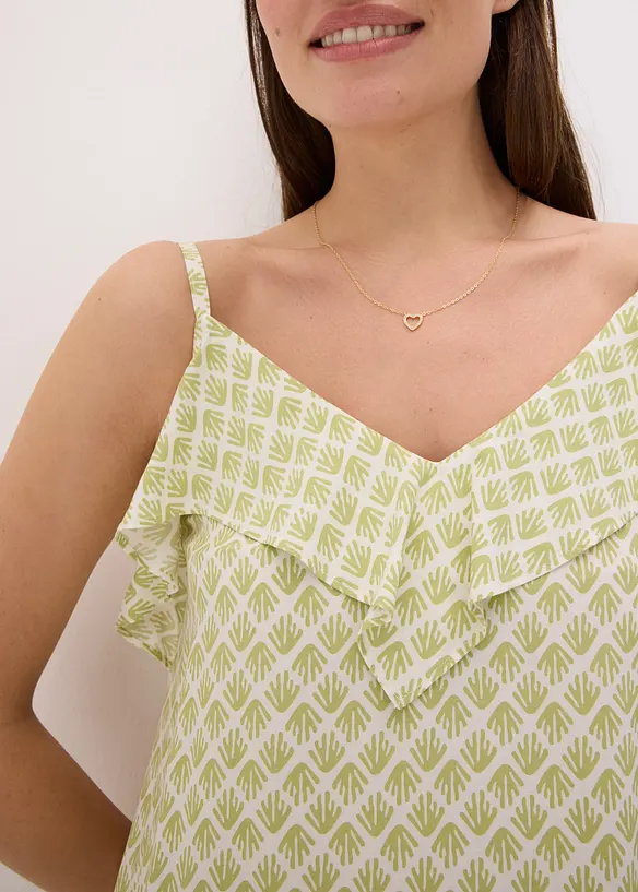 Midikjole med rysjekant, bonprix