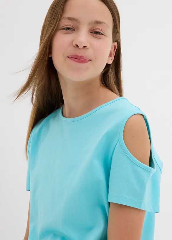 Cold shoulder-topp i 100% økologisk bomull, bonprix