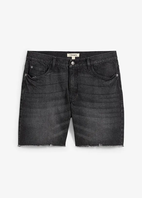 Denimshorts med stretch og råkanter, Relaxed Fit, bonprix