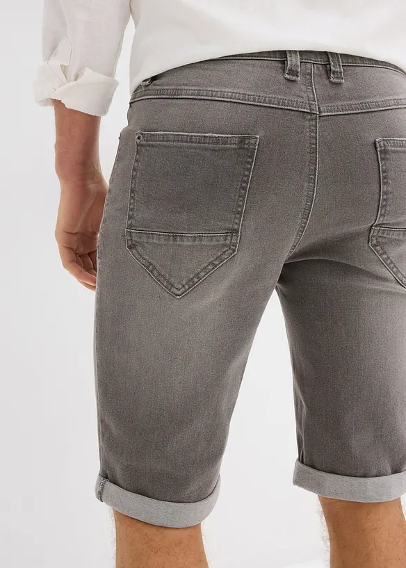 Bermudashorts i denim med stretch og oppbrett, Regular Fit, bonprix
