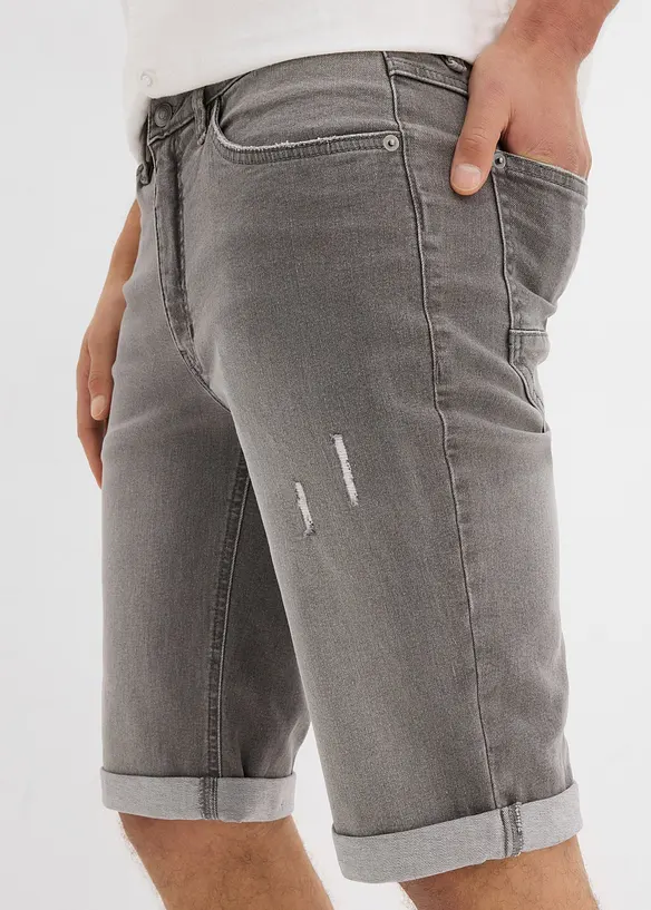 Bermudashorts i denim med stretch og oppbrett, Regular Fit, bonprix