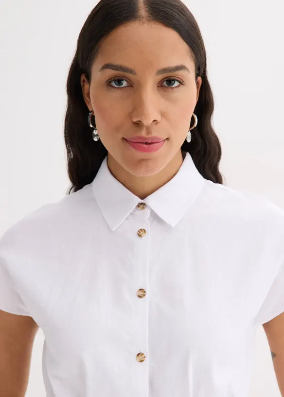 Kortermet bluse i luftig linmiks, bonprix