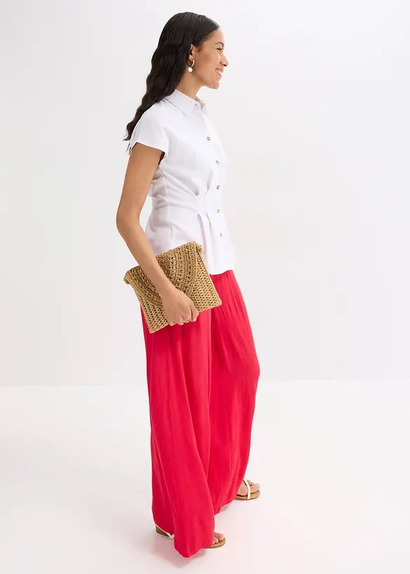 Kortermet bluse i luftig linmiks, bonprix