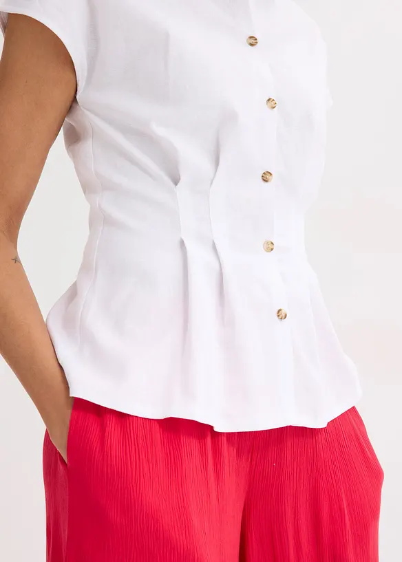 Kortermet bluse i luftig linmiks, bonprix