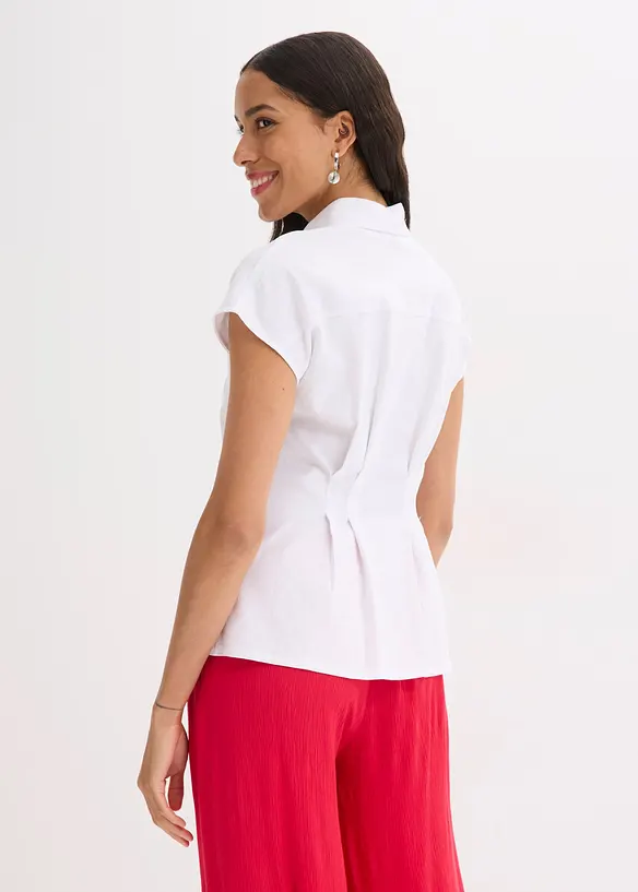 Kortermet bluse i luftig linmiks, bonprix