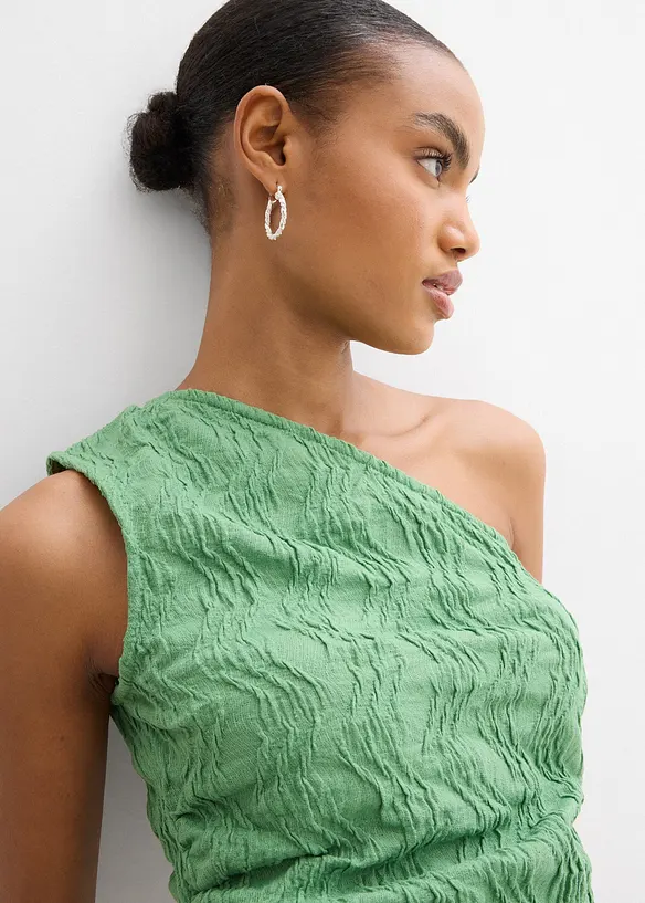 One shoulder-topp i strukturert materiale, bonprix