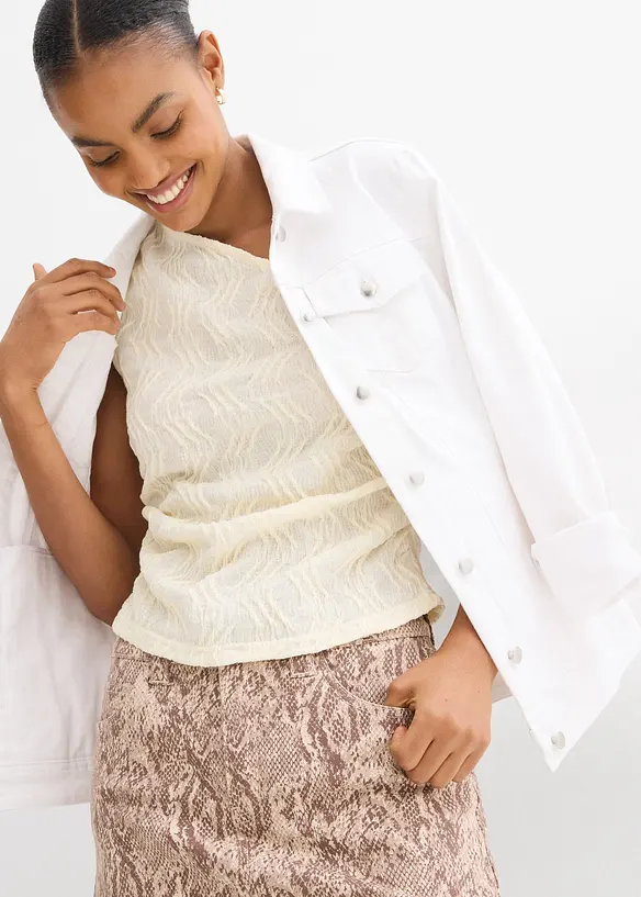 One shoulder-topp i strukturert materiale, bonprix