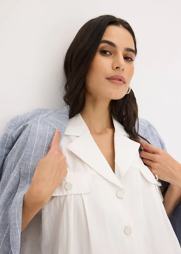Kortarmet bluse i bomullspoplin, bonprix