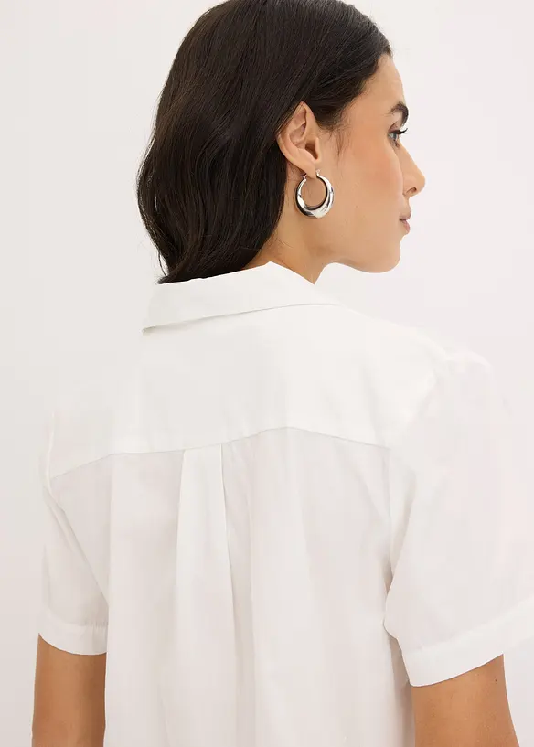 Kortarmet bluse i bomullspoplin, bonprix