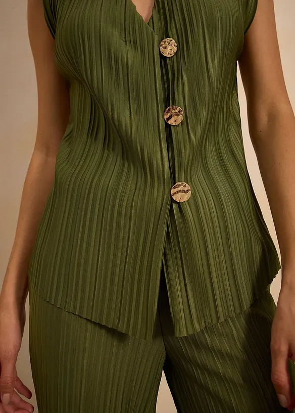 Topp i plissert materiale, bonprix