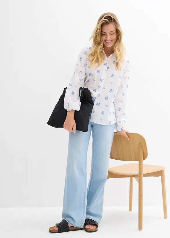 Oversized bluse av ren bomull, bonprix