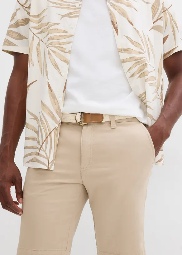 Stretchbermuda med belte, Regular Fit, bonprix