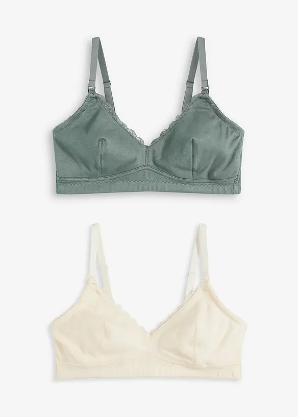 Amme-BH uten bøyle med økologisk bomull (2-pack), bonprix