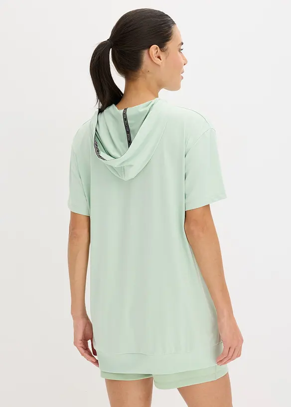 Oversized treningstopp med hette, hurtigtørkende, bonprix