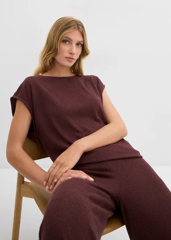 Vid bukse i strikket look, bonprix