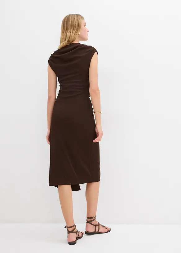 Midikjole i ribbet stil med drapering, bonprix