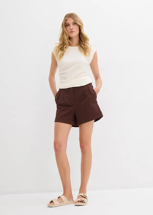 Shorts i twill med høy midje, bonprix