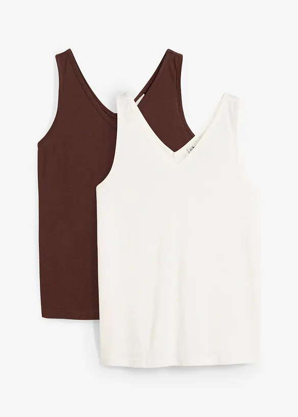 Singlet i 100% økologisk bomull (2-pack), bonprix