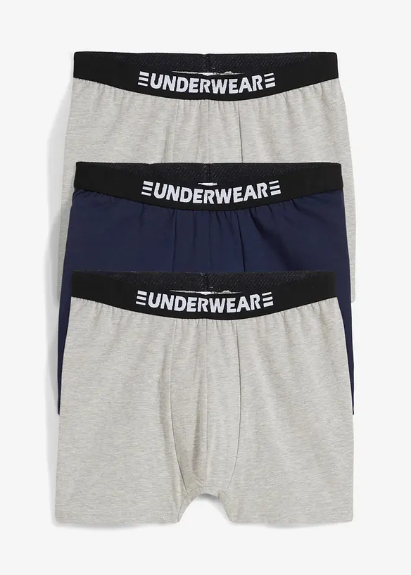 Ettersittende boksershorts med myk, økologisk bomull og lengre ben (3-pack), bonprix