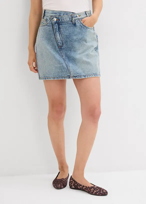 Jeansskjørt med asymmetrisk linning, bonprix