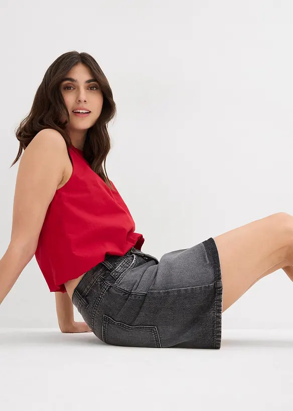 Jeansskjørt med asymmetrisk linning, bonprix