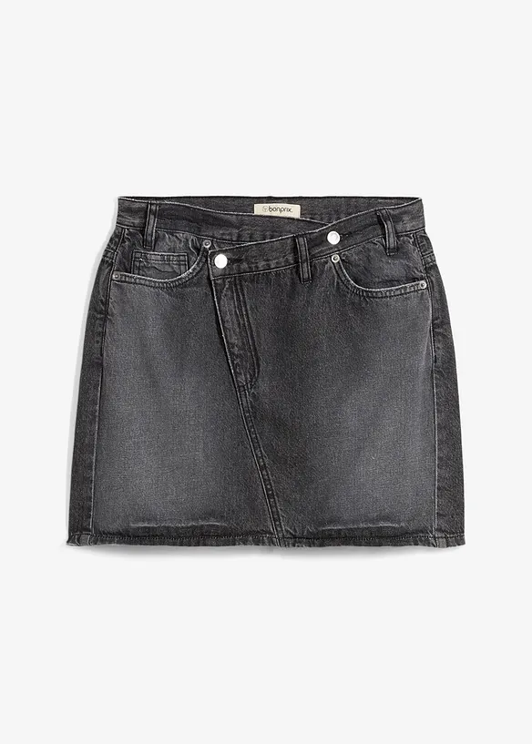 Jeansskjørt med asymmetrisk linning, bonprix