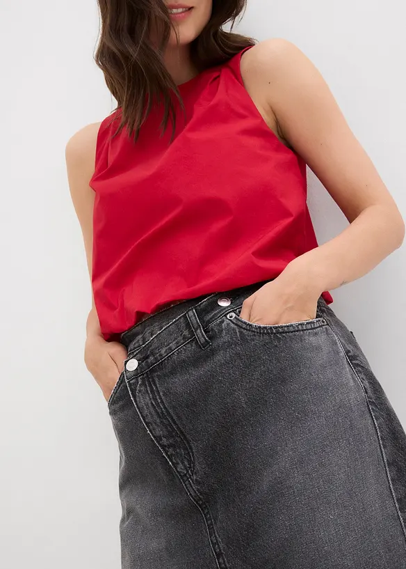Jeansskjørt med asymmetrisk linning, bonprix