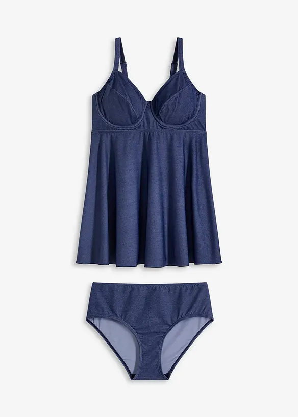Lang tankini (2-delt sett) i jeans look, bonprix