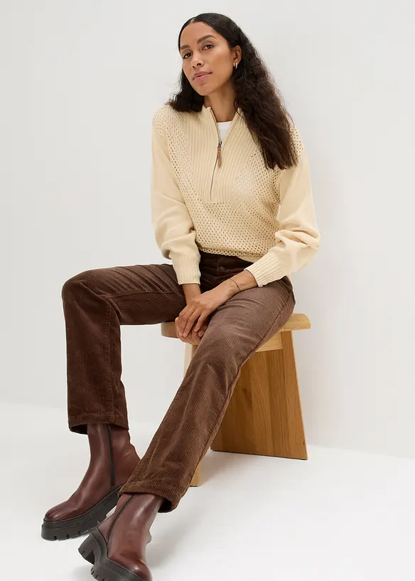 Stretch-cordbukse, Straight, bonprix