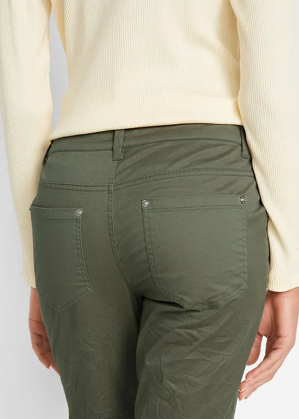 Bukse med stretch i krinklet materiale, bonprix