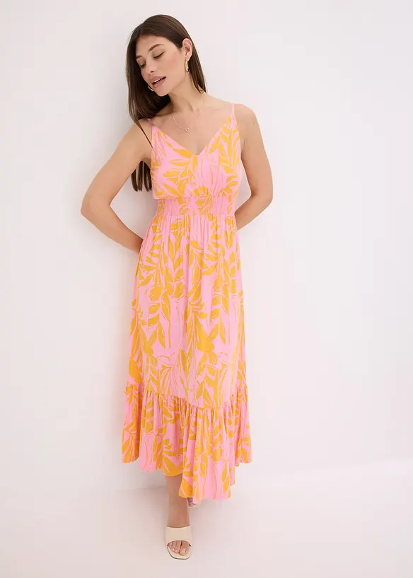 Stroppekjole i myk viskosemiks med trykt mønster, bonprix