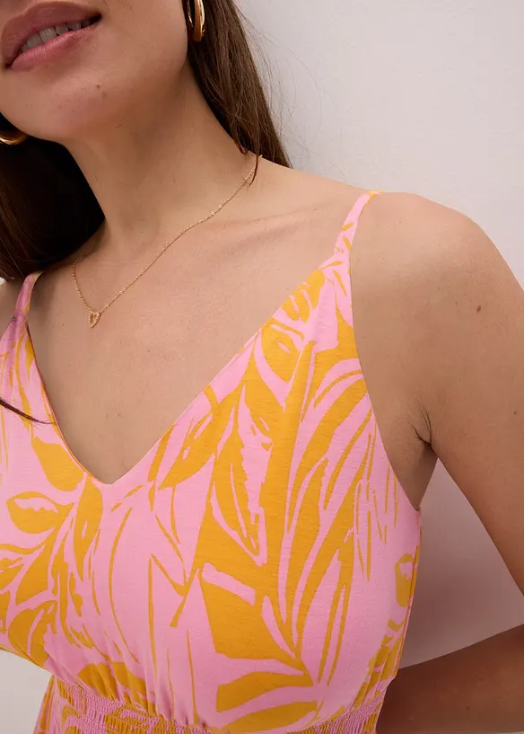 Stroppekjole i myk viskosemiks med trykt mønster, bonprix