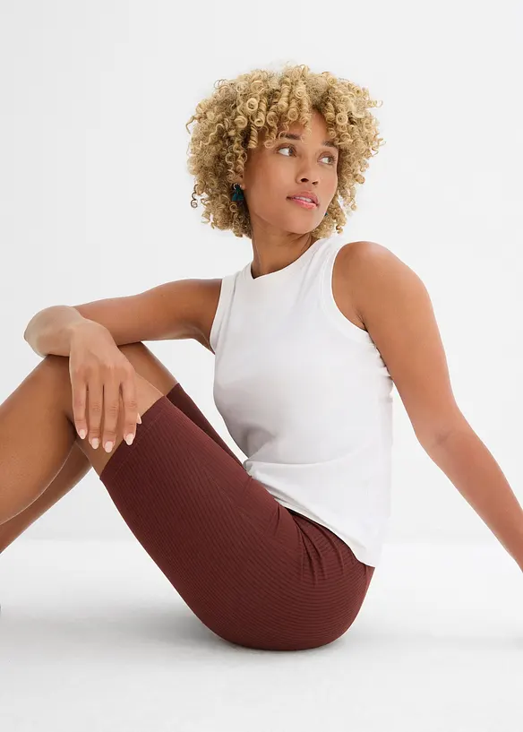 High Waist-sykkelbukse av ribbet jersey, bonprix