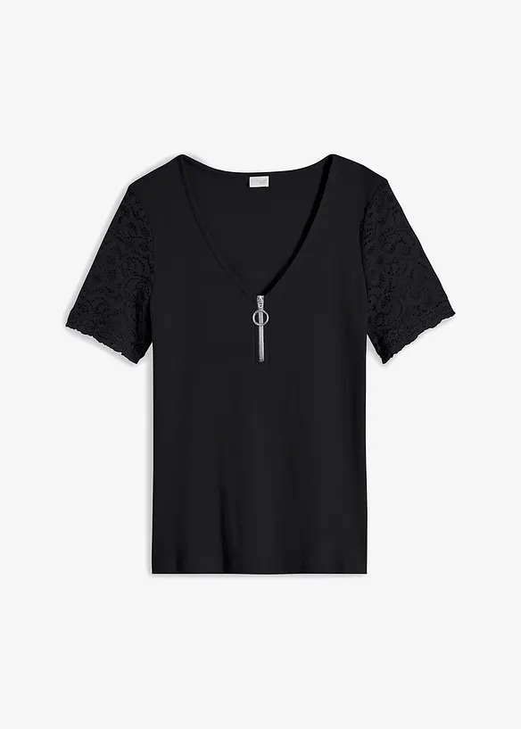 Ribbet topp i bomull, bonprix