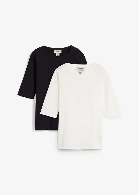 T-skjorte i 100% økologisk bomull (2-pack), bonprix