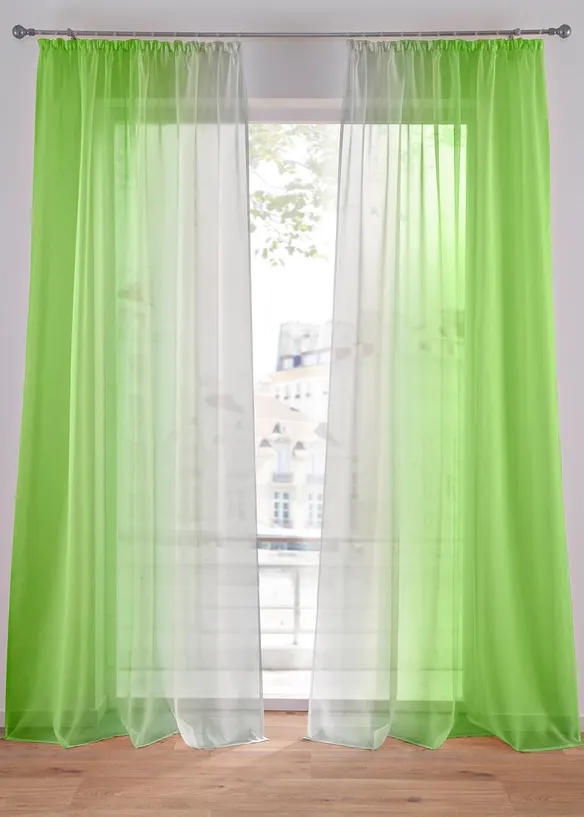 Gardin med resirkulert polyester og fargegradering (2-pack), bonprix