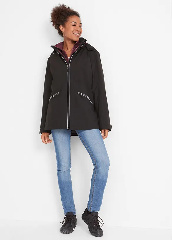 Outdoor-funkjsonsjakke, 3-i-1, med strikket fleece innvendig, bonprix