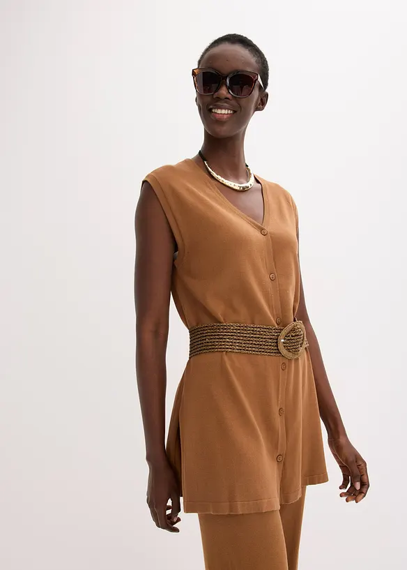 Lang finstrikket vest, bonprix