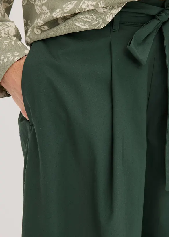 Bukse i bomullspoplin med belte (2-delt sett), bonprix